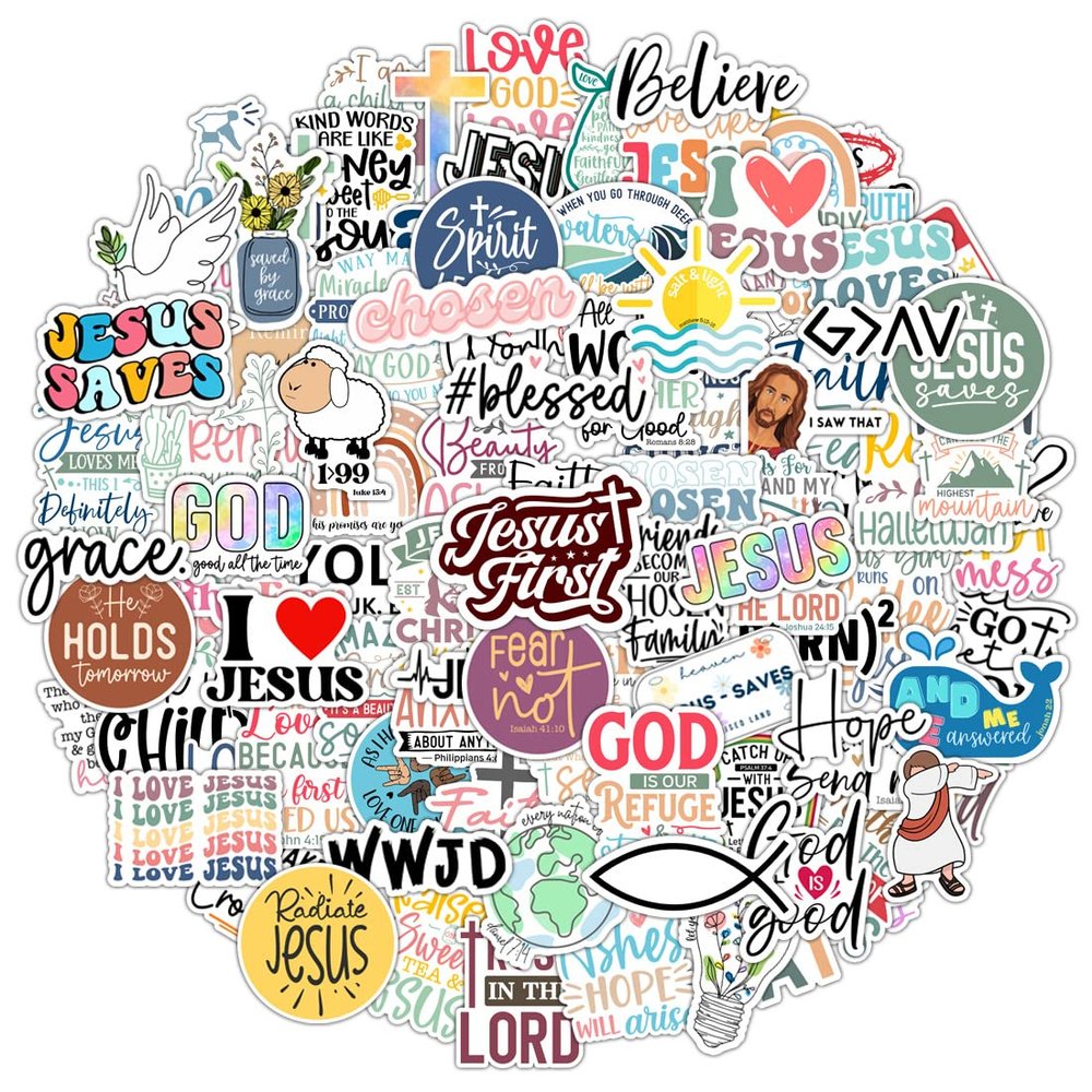 100 Pack Inspiring Christian Stickers for Water Bottles, Laptops, Phone Cases, Waterproof Vinyl, Religious Easter Gifts, Bible Verse Stickers, Christian Gifts for Kids, Teens, Girls and Boys (Faith)