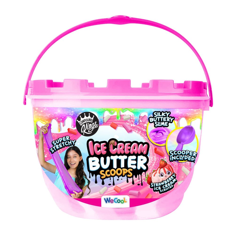 Compound Kings Ice Cream Butter Cloudz Scented Large Slime Bucket for Kids  Soft, Squishy, Non-Toxic Sensory Toy | Strawberry Shortcake, Pink & White Swirl Gift Set
