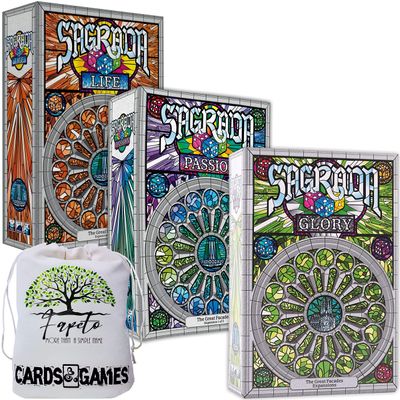 Fapeto More Than A Simple Name Drawstring Bag Bundle with Sagrada ONLY EXPANSIONS (Glory + Passion + Life)
