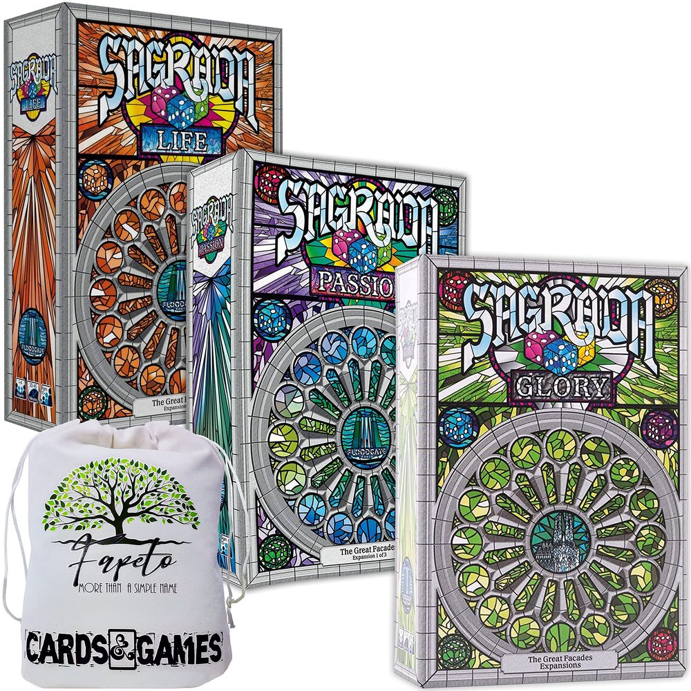Fapeto More Than A Simple Name Drawstring Bag Bundle with Sagrada ONLY EXPANSIONS (Glory + Passion + Life)