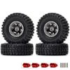 KingVal Replacement 4PCS 1.0 Beadlock Wheel Rim Tires Hex Hub 7mm with Extension Adapter Compatible with Axial SCX24 AXI00002 AXI00004 AXI00005 AXI00006 AXI90081 1/24 RC Crawler Car view 1
