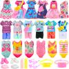 22 Pcs Mini 5 inch Doll Clothes and Accessories Including 4 Sets Fashion Dresses 4 Casual Tops and Pants Outifits 4 Swimsuits with 4 Shoes 2 Glasses 2 Shoulder Bag for 5-5.3 Inch Dolls view 1
