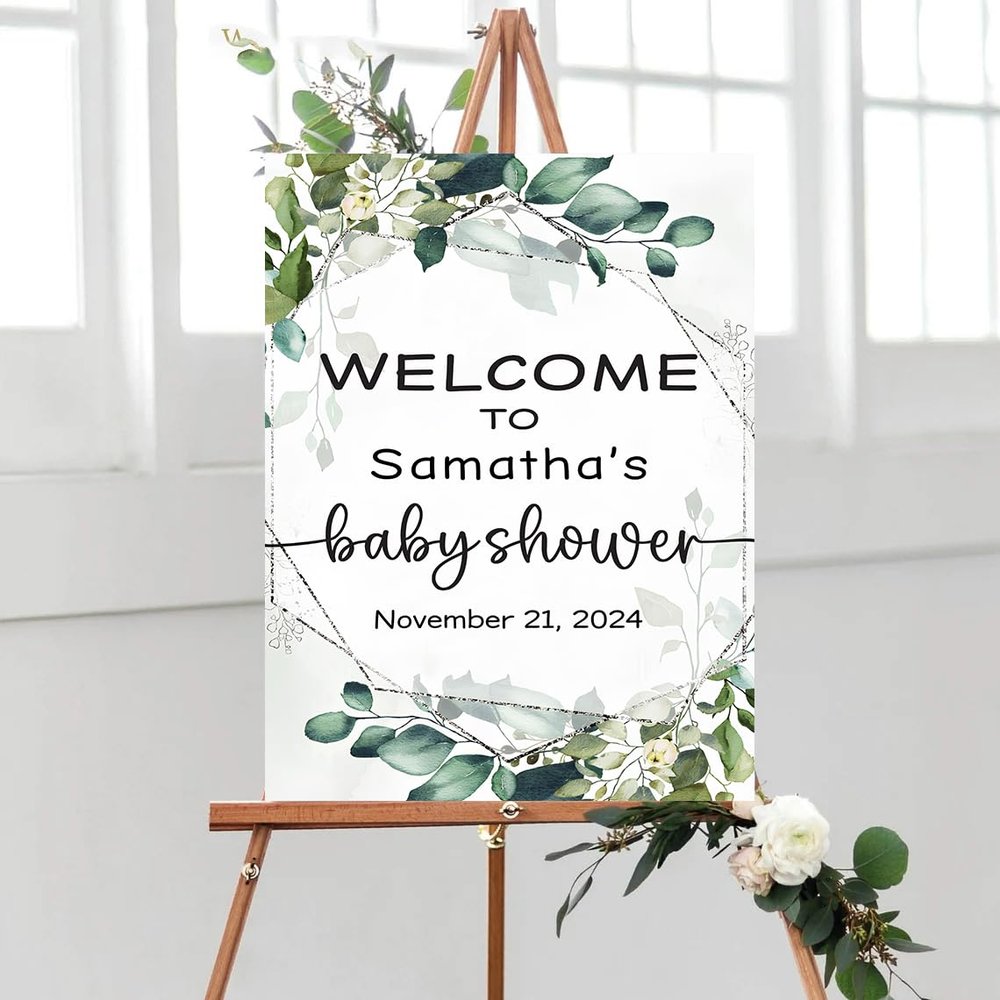 GLAVICY Personalized Baby Shower Welcome Sign, Baby Shower Decoration Customised Baby Shower Party Sign Decor, Baby Shower Sign, Yard Sign Oudoor Party #1