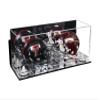 Better Display Cases Acrylic 2 Mini Football Helmet (not Full Size) Display Case with Mirror Case, White Risers Wall Mount and Mirror Base 17" x 6" x 7" (A019/V46) view 1