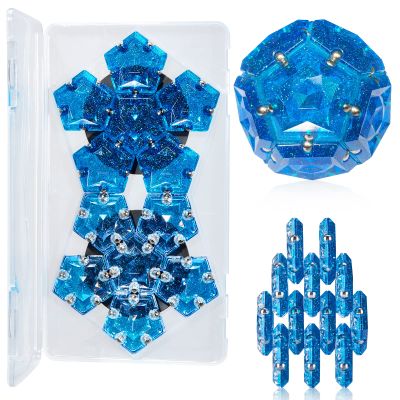 Magnetic Fidget Sphere Magnets Balls - Crystal Diamond Blue Holographic Glitter - Magnet Fidgets Toy - 12 Piece Set - Creativity Beyond Imagination, Inspirational, Recreational, Desk Toys for Adults