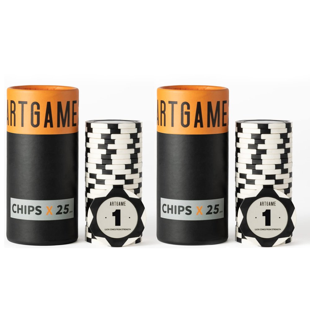 ARTGAME 14 Grams Clay Poker Chips, Minimalism Chip Easy to Recognize Numbered Chips and Color Blank Chips-Pack of 50 Chips
