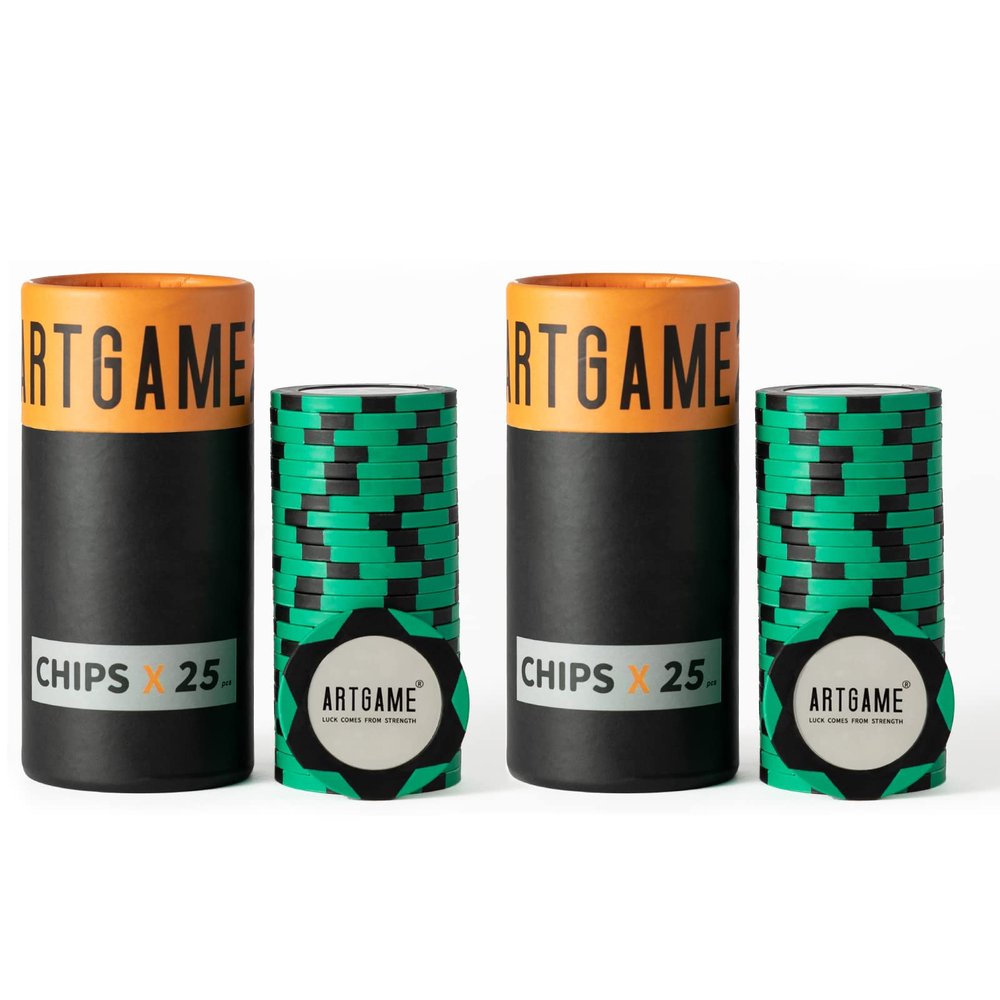 ARTGAME 14 Grams Clay Poker Chips, Minimalism Chip Easy to Recognize Numbered Chips and Color Blank Chips-Pack of 50 Chips