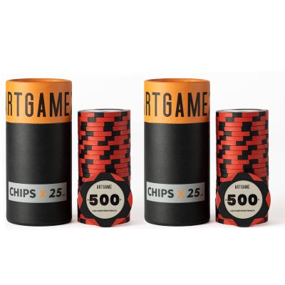 ARTGAME 14 Grams Clay Poker Chips, Minimalism Chip Easy to Recognize Numbered Chips and Color Blank Chips-Pack of 50 Chips