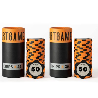 ARTGAME 14 Grams Clay Poker Chips, Minimalism Chip Easy to Recognize Numbered Chips and Color Blank Chips-Pack of 50 Chips