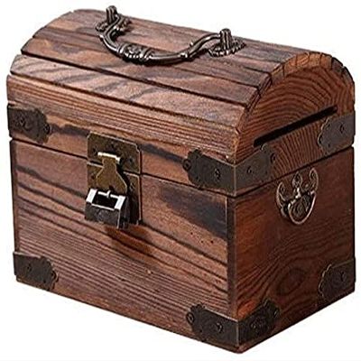 Bsetain Piggy Bank Girls Wooden Piggy Bank Safe Money Box Savings with Lock Wood Carving Handmade Home Decorations Petty Cash Tin Lock Piggy Banks Furniture Games