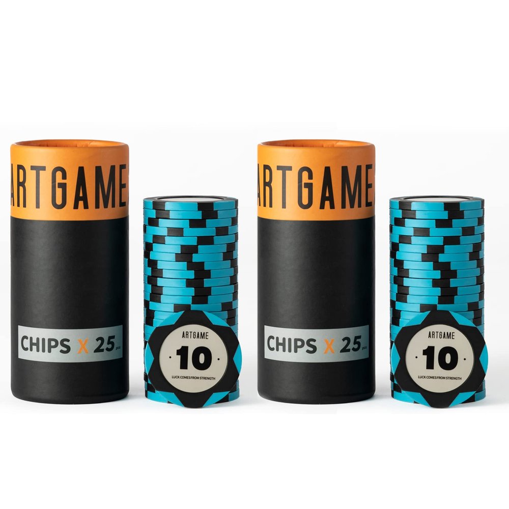 ARTGAME 14 Grams Clay Poker Chips, Minimalism Chip Easy to Recognize Numbered Chips and Color Blank Chips-Pack of 50 Chips