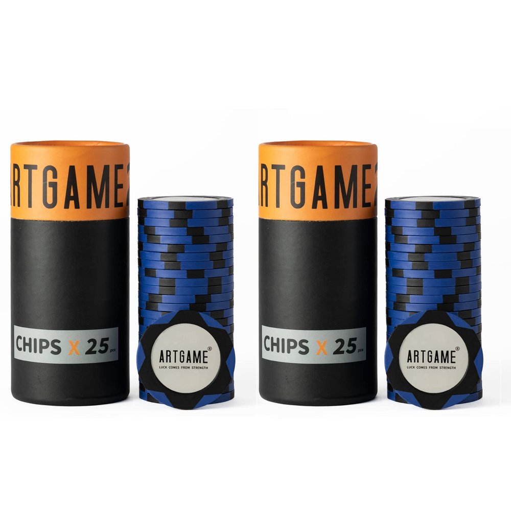 ARTGAME 14 Grams Clay Poker Chips, Minimalism Chip Easy to Recognize Numbered Chips and Color Blank Chips-Pack of 50 Chips