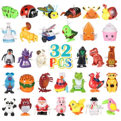 CIUGEO 32 PCS Assorted Wind-up Toys for Kids, Bulk Windup Animals Walking Jumping Swimming Flipping Clockwork Toys Stocking Stuffers for Kids, Xmas Gifts
