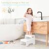 Forbena Wood Toddler Step Stool for Bathroom Sink, White Kids Toilet Step Stool for Potty Training, Small Child Baby Girl Boy 2 Stepping Stool with Handle for Kitchen Counter Nursery Bedroom Closet view 2