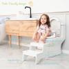 Forbena Wood Toddler Step Stool for Bathroom Sink, White Kids Toilet Step Stool for Potty Training, Small Child Baby Girl Boy 2 Stepping Stool with Handle for Kitchen Counter Nursery Bedroom Closet view 3