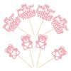 Gyufise 24Pcs We Can Bearly Wait Cupcake Toppers Pink Glitter Bear Cupcake Picks Baby Shower Cake Decorations for Gender Reveal Theme Baby Shower Kids Birthday Party Supplies view 3