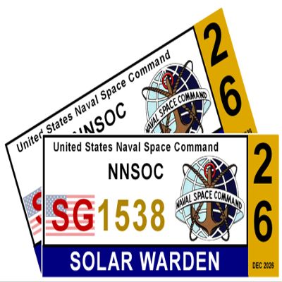 2026 Solar Warden Secret Space Force Vehicle Access Stickers UFO Aliens MJ-12 Set of 2 Stickers