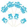 Gyufise 24Pcs We Can Bearly Wait Cupcake Toppers Blue Glitter Bear Cupcake Picks Baby Shower Cake Decorations for Gender Reveal Theme Baby Shower Kids Birthday Party Supplies view 3