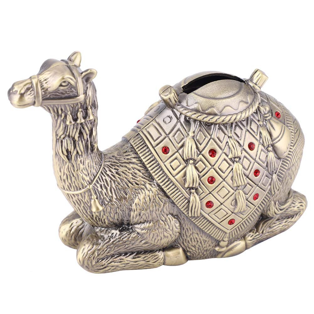 Camel Piggy Bank for Money Saving Metal Craft Decoration for Home and Office Desktop
