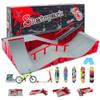Finger Skateboard Park Kits (9 in 1),Finger Skateboard Ramp Set with 5 Fingerboards, Finger Scooter,Finger Bike,Finger Skateshoes and Finger Pants,Skateboard Toys Christmas Birthday Gift for Kids view 1