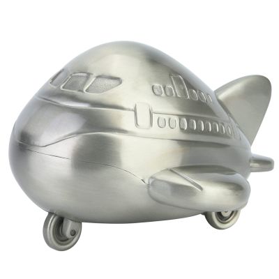 Airplane Piggy Bank Alloy Money Bank Saving Box with Air Plane Shape Boys Savings Jar for Desktop Decor Room Ornament