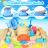 Collapsible Beach Toys for Kids Toddlers, Collapsible Sand Bucket and Shovels Set with Mesh Bag,Travel Sand Castle Building Kit, Sandbox Toys, Foldable Beach Essentials for Toddlers Kids Age 3-10  view 2
