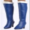 1/6 Scale Female Blue PU Leather Long Boots High Heels for 12" Figure (only Boots) view 1