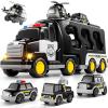 Bennol Toddler 5 in 1 Police Truck Toys for 1 2 3 4 5 Year Old Boys, Police Rescue Vehicles Car Trucks Bus Helicopter for Kids Ages 1-3 3-5, Car Toys for 1 2 3 4 5 Year Old Boys Girls Birthday Gifts view 1