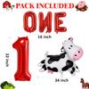 14 PCS Farm Animal Balloons Cow Sheep Duck Rooster Pig Donkey Balloons Barnyard Balloon Supplies with Large Number 1 Foil Balloon for Farm Animal Theme 1st Birthday Party Decor Supplies view 3