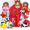 14 PCS Farm Animal Balloons Cow Sheep Duck Rooster Pig Donkey Balloons Barnyard Balloon Supplies with Large Number 1 Foil Balloon for Farm Animal Theme 1st Birthday Party Decor Supplies view 4