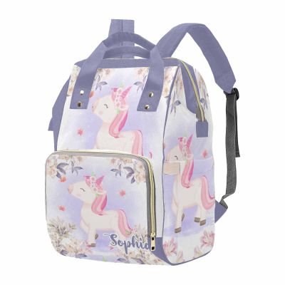 M YESCUSTOM Custom Mommy Nursing Bag with Name for Mom, Personalized Purple Baby Bag with Large Capacity Waterproof Nylon Daypack for Travel Gift for Women Purple