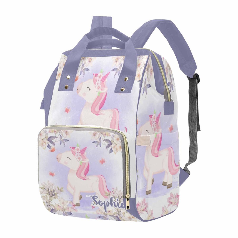 M YESCUSTOM Custom Mommy Nursing Bag with Name for Mom, Personalized Purple Baby Bag with Large Capacity Waterproof Nylon Daypack for Travel Gift for Women Purple