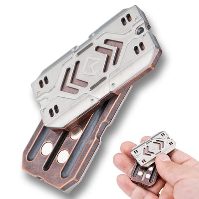 DjuiinoStar Premium Fidget Slider, Multiple Ways to Play, Addictive EDC Toy, Stress Relief Gift for Fidget Fans, Fidget Clicker, CNC Machined Titanium & Copper Toy for Adults DFS-08