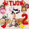 14 PCS Farm Animal Balloons Cow Sheep Duck Rooster Pig Donkey Balloons Barnyard Balloon Supplies with Large Number 2 Foil Balloon for Farm Animal Theme 2nd Birthday Party Decor Supplies view 4