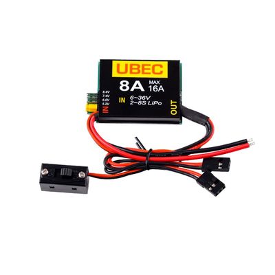 SoloGood 2S-8S Lipo 6-36V UBEC-8A BEC 5.2V/6.0V/7.4V/8.4V Servo Independent Power Supply Suitable for RC Sutomotive Fixed Wing Aircraft Robotic Arms black