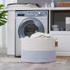 COMFY-HOMI XXXL Large Laundry Basket, Cotton Rope Nursery Woven Basket for Storage, Blanket Baskets Living Room Laundry Hamper, Dog Toy Storage Organizer, Home Decor-21''x21''x13.6''-White/Blue view 4