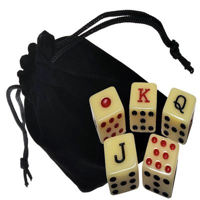 Premium Spanish Poker Cubilete Dice Bone (Antique Ivory) Tone ... Plus Storage Pouch