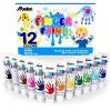 ABEIER Washable Finger Paint for Toddlers, Safe Non-Toxic, 12 Vibrant Colors (1.21fl oz), Baby Safe Paint for Hand and Feet, Mess Free Art Supplies for Kids, Preschool Learning Gifts, Ages 1-3 4 5 6+ view 1