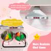 HONEY JOY Pink Corner Kids Kitchen Playset, Wooden Play Kitchen for Toddlers, Washing Machine, Range Hood, Water Dispenser, Cookware, Apron, Little Chef Pretend Toy Kitchen Set w/Lights & Sounds view 4