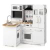HONEY JOY Corner Kids Kitchen Playset, Little Chef Wooden Play Kitchen for Toddlers, Microwave, Refrigerator, Water Dispenser, Range Hood, Cookware, Pretend Play Toy Kitchen Set for Boys Girls view 1
