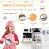HONEY JOY Corner Kids Kitchen Playset, Little Chef Wooden Play Kitchen for Toddlers, Microwave, Refrigerator, Water Dispenser, Range Hood, Cookware, Pretend Play Toy Kitchen Set for Boys Girls view 3