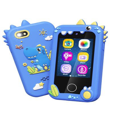 Kikapabi Kids Smart Phone - Toddler Touchscreen Toy with HD Dual Camera | Dinosaur Travel Play Phone for Boys & Girls Ages 3-10, Birthday (Blue)