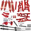 Rcarmumb Upgrades Part for 1/10 Rustler VXL 2wd/Stampede VXL 2wd,Steel #45 Driveshafts,Alloy Front Rear Shock Absorbers,Suspension A Arms,Steering Blocks Caster BlocksC-Hubs Left&Right,Red view 1