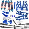 Rcarmumb Upgrades Part for 1/10 Rustler VXL 2wd/Stampede VXL 2wd,Steel #45 Driveshafts,Alloy Front Rear Shock Absorbers,Suspension A Arms,Steering Blocks Caster BlocksC-Hubs Left&Right,Navy Blue view 1