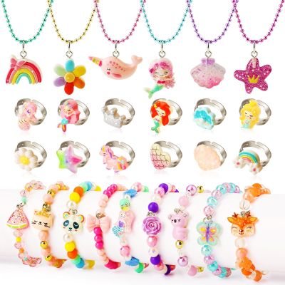 Little Girl Jewelry Set, Princess Jewelry for Toddler Girls 4-6 3-5, Gifts for 5 Year Old Girls Toys, Kids Play Necklaces Rings Bracelets 6-8, Mermaid Costume Dress Up Jewelry 3 4 6 7 + Childrens Gift