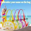 AtiMing Personalized Mesh Beach Bag Kids Dinosaur Shaped Seashell Collecting Bags, 2 Pack Custom Name Mesh Beach Shell Bags with Zipper Mesh Beach Storage Bag for Boys and Girls in The Sand view 4