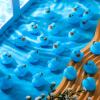Chitidr 200 Pieces Mini Rubber Duck in Bulk Squeaky Rubber Ducks Bath Toys Tiny Float Bathtub Duckies Baby Shower Party Favor for Birthday Classroom Carnival Prizes Car Decor Supplies (Blue) view 3