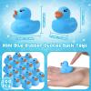 Chitidr 200 Pieces Mini Rubber Duck in Bulk Squeaky Rubber Ducks Bath Toys Tiny Float Bathtub Duckies Baby Shower Party Favor for Birthday Classroom Carnival Prizes Car Decor Supplies (Blue) view 4