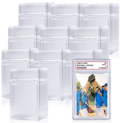 60 Pieces Baseball Card Holder with Label Positon Clear Graded Card Sleeves Acrylic Trading Card Protectors Case for Standard and Graded Cards Hard Card Holder Case for Game Sports Card (60 Pcs)