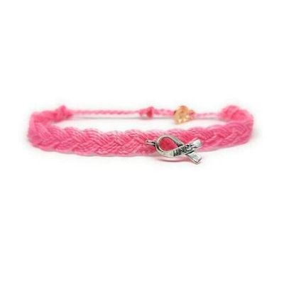 Breast Cancer Awareness Bracelets, In Support of Loved Ones Battling Cancer, Fund Raising, Friendship Bracelets, Gift for her, Gift for him (Braided Style)